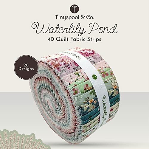 Roll of Waterlily Pond quilt fabric strips with 20 designs